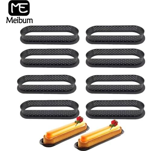 Meibum Oval Shape Egg Tart Cake Ring Set Plastic Perforated DIY French Dessert Mould Fruit Cookies Pastry Kitchen Baking Molds