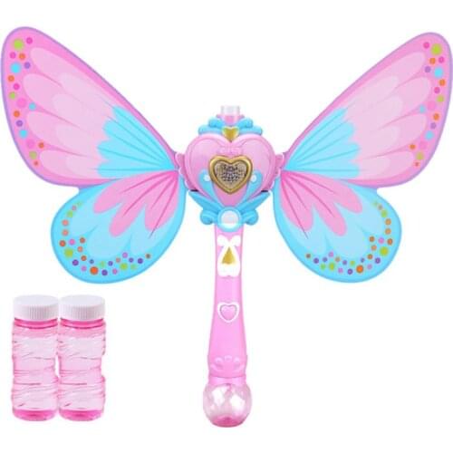 New Kids Handheld Magic Wand Bubble Machine Electric Butterfly Bubble Blower Maker with Music Light Children Outdoor Toy