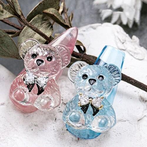 New Jelly Bear Bowknot Nail Art Decorations Frosted Glossy Ice Transparent Nail Jewelry Lovely Girl Heart Series Nail Rhinestone