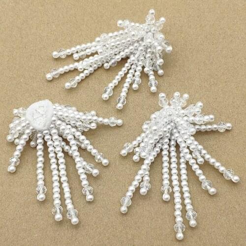 New arrival! 75x19mm 20pcs Imitation pearl weaving Flat back Flower for Handmade Earring DIY Parts,Jewelry Findings & Components