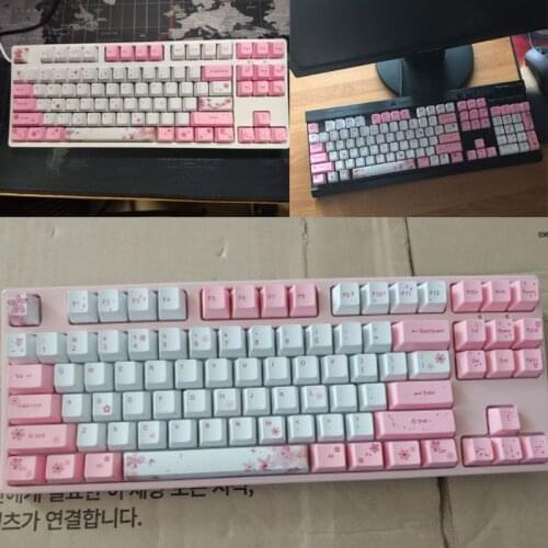 OEM PBT Cherry Blossom Keycap Mechanical Keyboard Keycaps Dye-Sublimation Keycap