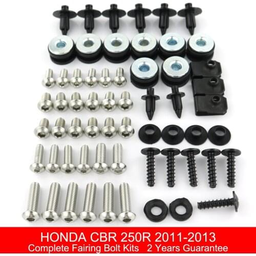 Fit For Honda CBR 250R 2011 2012 2013 Complete Full Fairing Bolts Kit Side Covering Bolts Fairing Clips Stainless Steel