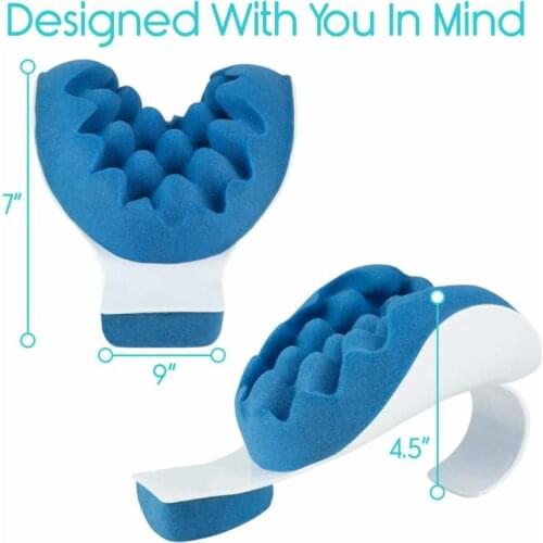 Neck Support Pillow Durable Shoulder Head Relaxer Massager Neck Pain Muscle Tension Relief Massage Multi functional Pillow Blue