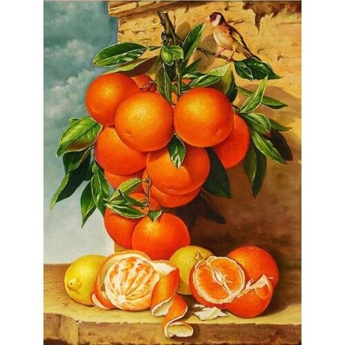 Full Drill Diamond Embroidery Fruits 5D DIY Square Mosaic Diamond Painting Cross-stitch Orange Rhinestone Home Decor Love Gift