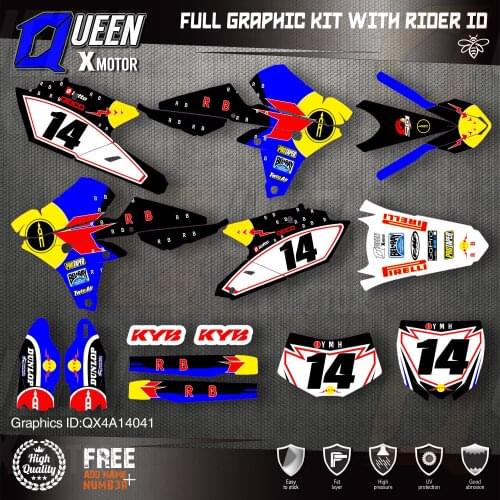 QUEEN X MOTOR Custom Team Graphics Backgrounds Decals 3M Stickers Kit For YAMAHA 14-18YZ250F 15-18YZ250FX WRF250 14-17YZ450F 041