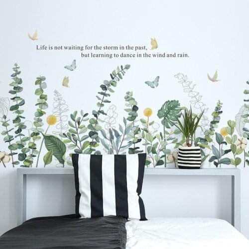 Removable wall stickers wallpaper grass fresh gum bedroom kitchen skirting decorative bedroom