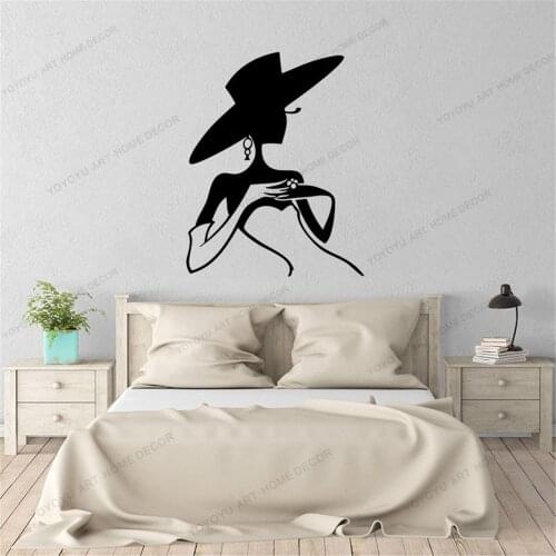 Hat Beauty Salon Woman Face Clothing Dress Shop Fashion Shop Window Decal Model Wall Sticker Vinyl Dressing Room CX1357