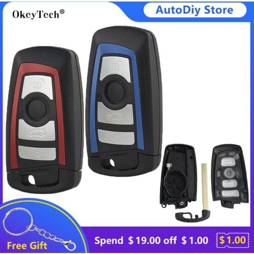 Okeytech Replacement Remote Smart Car Key Shell Fob For BMW CAS4 F 3 5 7 Series E90 E92 E93 X5 F10 F20 F30 F40 Key Case Blade