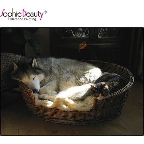 Sophie Beauty Diy Diamond Painting Cross Stitch Comfortable Tame Wolf Full Embroidery Rhinestones Mosaic Handmade Decor Ornament