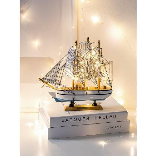 Modern luxury wooden boat ornaments living room decoration TV cabinet decoration boat ornaments home Decor porch crafts gifts