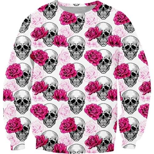 New Sweatshirt For Men/women 3D Skull Floral Print Y2k Long Sleeves Shirt Harajuku Gothic EU Size Casual Funny Summer Streetwear
