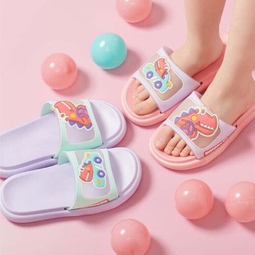 Claquette Cartoon Dinosaur Kids Slippers Summer Boy Girls Slipper PVC Non-slip Children Beach Shoes Baby Home Sandals Flip Flops
