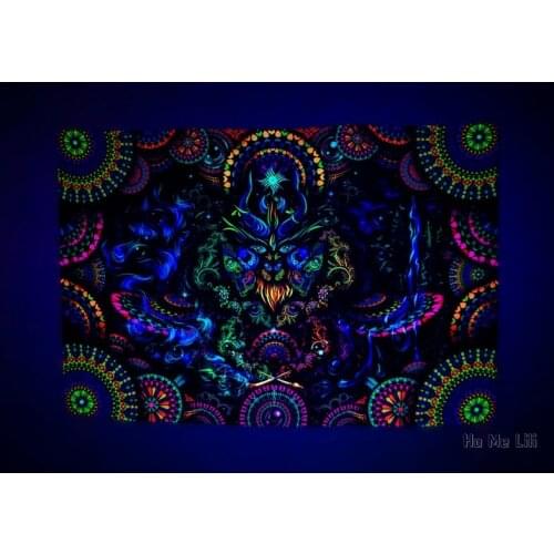Dark Trippy Tapestry Forest Acid Pattern Occult Image Uv Glow Forest Fantasy Decor Home Wall Art