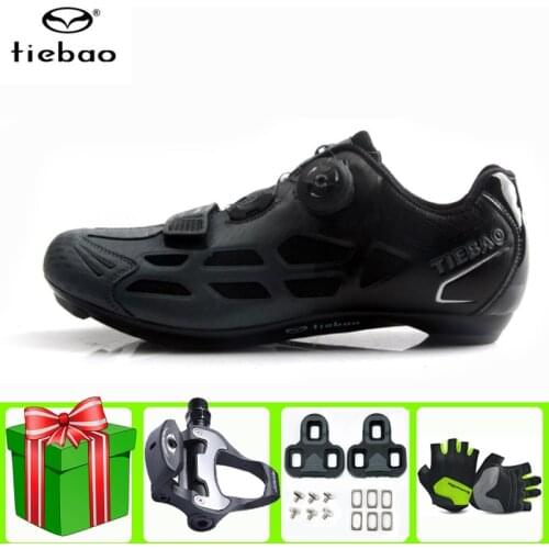 TIEBAO Road Cycling Shoes sapatilha ciclismo Men add pedal set Pro Team Rubber Breathable Unlocked Bicycle sports Bike Shoes