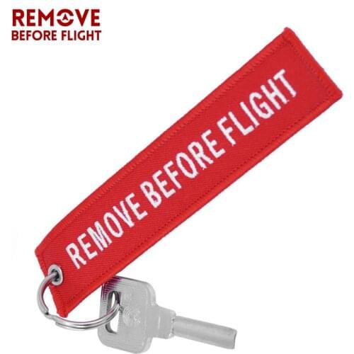 Remove Before Flight Key Chain Chaveiro Red Embroidery Keychain Ring for Aviation Gifts OEM Key Ring Jewelry Luggage Tag Key Fob