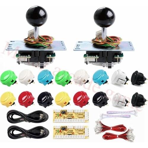 Japan Original Sanwa JLF-TP-8YT Joystick+OBSF-30/24 Push Button Zero delay Arcade USB encoder for 2Player DIY Arcade cabinet kit