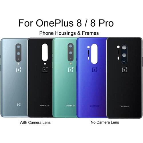 For OnePlus 8 Pro Battery Back Cover Door Phone Housings Frames Case For One Plus 8 Pro 1+8 Pro With Camera Lens Repair Parts