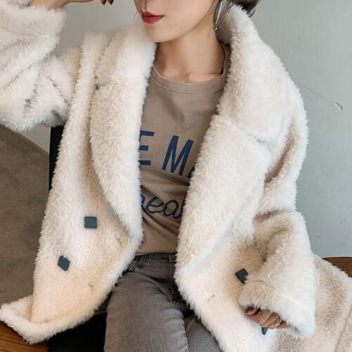 Sheating Clothes 2020 Sheep 100% Wool Parka Real Fur Winter Coat Women Manteau Femme 19083-1 YY2339