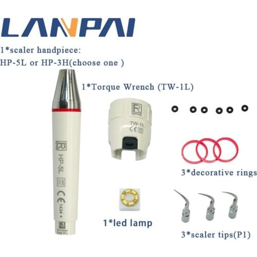1 pcs Dental Ultrasonic Scaler Handpiece Detachable Piezo Scaler Handle+3 *Scaler Tips +1 *Torque Wrench Fit EMS WOODPECKER