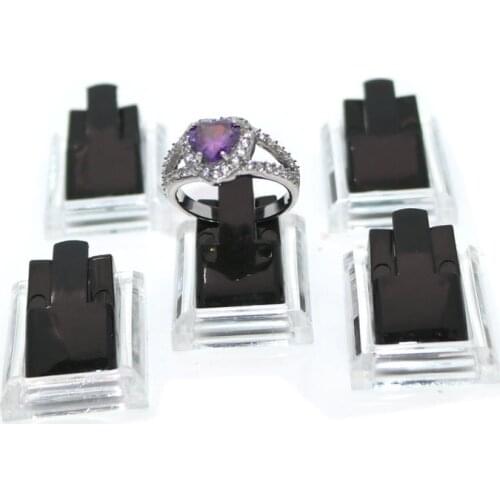 10PCS Acrylic Ring Display Stand Black White Transparent Ring Clip High-end Jewelry Store Decoration Clip Rack Storage