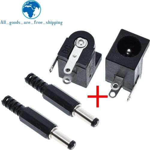 TZT 10Pcs DC-005 Black DC Power Jack Socket Connector DC005 5.5*2.1mm 2.1 socket Round the needle