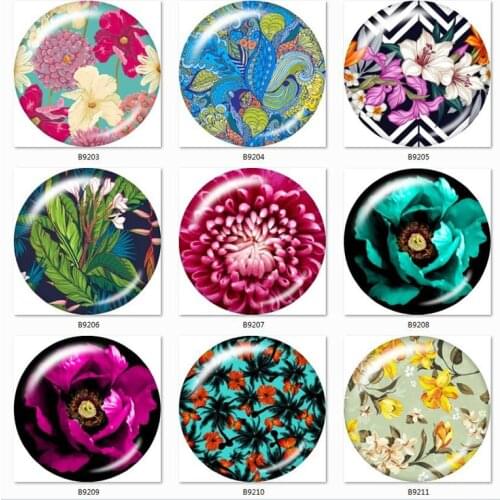 Beautiful Flower Floral 10pcs mixed 12mm/18mm/20mm/25mm Round photo glass cabochon demo flat back Making findings B9203