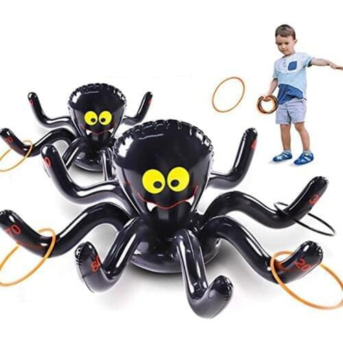 2021 Halloween Inflatable Spider Pool Ring Toss Game Set For Party Interaction Game Holiday Outdoor Throwing Game Toy