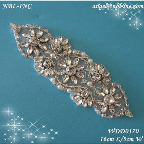 30 PIECES) crystal bridal beaded rhinestone applique patch for wedding evening dress DIY iron on WDD0170