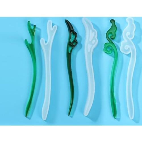 3D Hairpin Decoration DIY Epoxy Mold Jewelry Silicone Mould Necklace Pendant Translucent Molds Hair Ornaments Accessories Tools