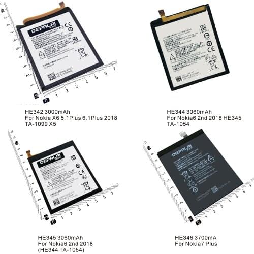 HE342 HE344 HE345 HE346 Phone Battery For Nokia X6 2018 6.1 Plus TA 1099 X5 TA 1109 5.1 Nok 6 2nd Gen 2018 7 Plus Batteries