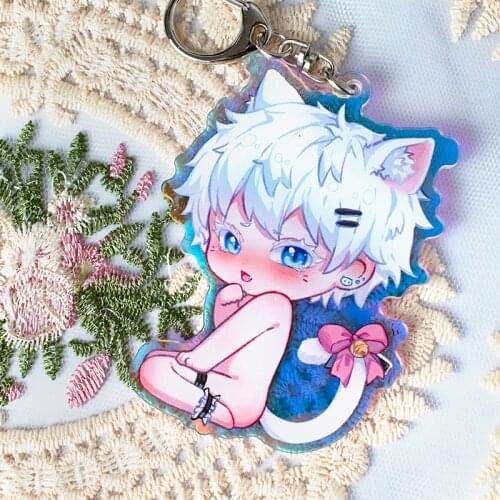 Anime Jujutsu Kaisen Gojo Satoru Cute Cat Theme Acrylic Keychain Cartoon Keyring Pendant Toy Decor Cosplay Xmas Gifts