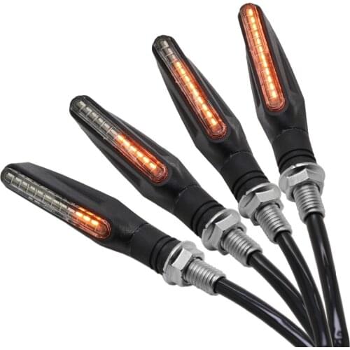 BJMOTO 4 PCS 12V Universal Motorcycle Turn Signal Light Flowing Water Ambe Color 12 LED SMD Indicator Blinker Flash Bike Lamp