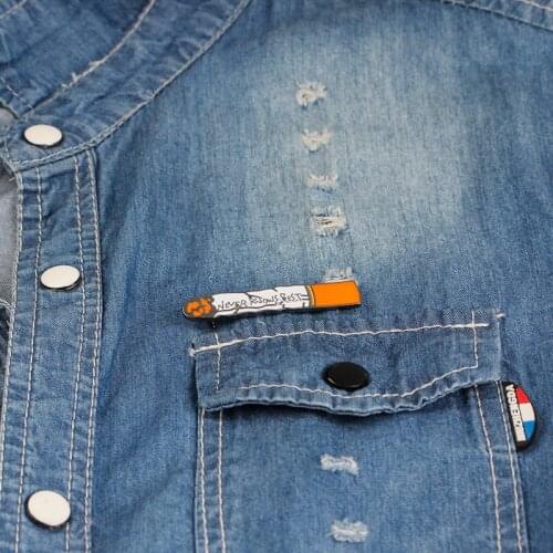 Enamel Pin matches Cartoon Lapel Button Badges never knows best Cigarette Brooch and Pins Denim coat boy Smoking Jewelry
