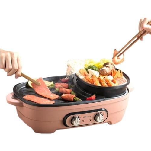 1500W Electric Oven for Home Barbecue Machine Multifunction Hot Pot Rinse Grilled Decoction Dual-use Multi Cooker Bear/DKL-C15A2