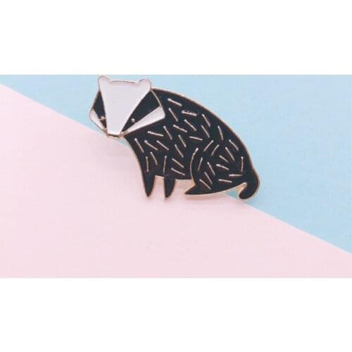 Cartoon Animal Black Dog Cat Fox Enamel Brooch Alloy Badge Denim Clothes Bag Pins Cute Punk Woman Jewelry Accessories Gifts