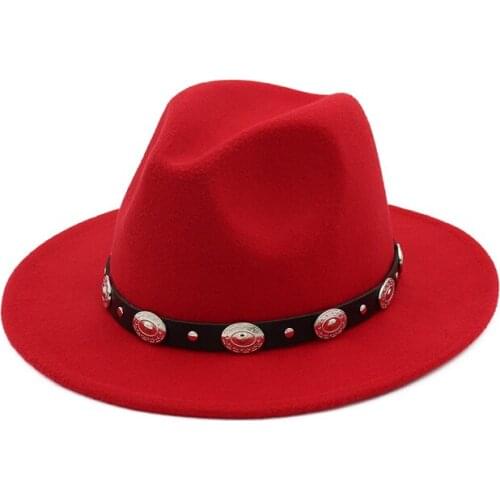 H7588 Women Wool Felt Fedoras Hat Men Belt Vintage Woolen Jazz Cap Male Female High Quality Fashion Vinage All-match Simple Caps