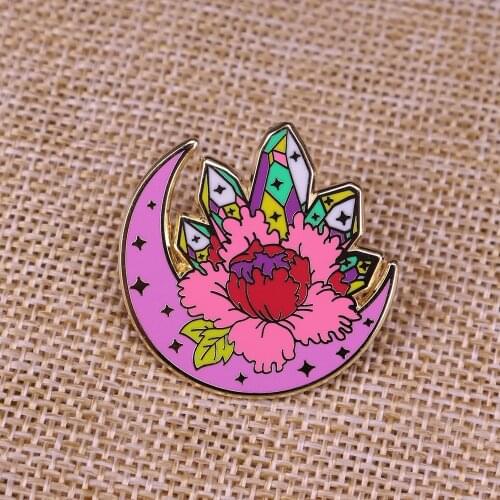 Crystal quartz enamel pin