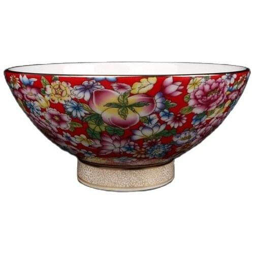 Chinese Old Porcelain Qianlong Golden Red Ground Colorful Bowl
