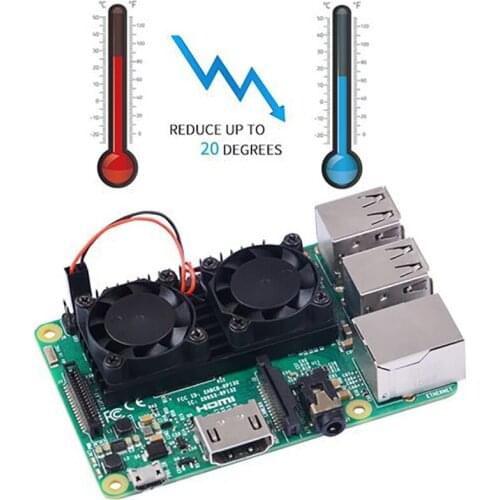 Raspberry Pi Ultimate Cooling Dual Fan Ultimate cooling fan kit for Raspberry Pi 3/2/B+ Reduce up to 20 degrees