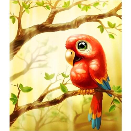 Little Parrot on a Branch Diamond Painting Round Full Drill Cartoon Animal Nouveaute DIY Mosaic Embroidery 5D Cross Stitch Gift