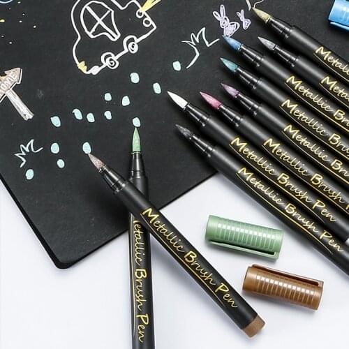 Metallic Art Marker Pens Set Funnasting 12 Color Paint Pen Markers Card DIY Photo Album Drawing for Writing Scrapbook Graffiti