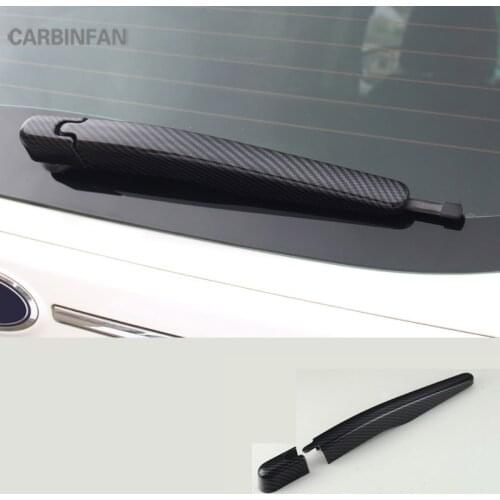 ABS black Carbon fiber Rear window wiper trim car sticker exterior accessories fit For Ford Escape Kuga 2017 2018 2019 C1550