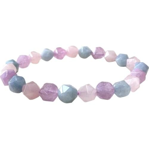 Wholesale Color Multi-Treasure Natural Stone Bracelets Faceted Beads Bracelet Fresh for Girl Gift Simple Fashion Crystal Jewelry