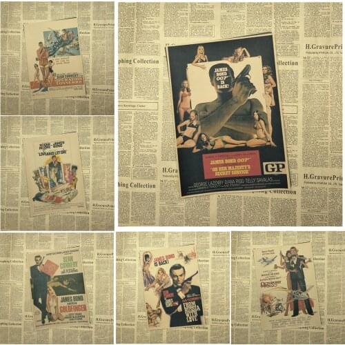 007 Movie Poster Kraft paper wall Brown Bar Cafe living room Posters Decorative Paintings