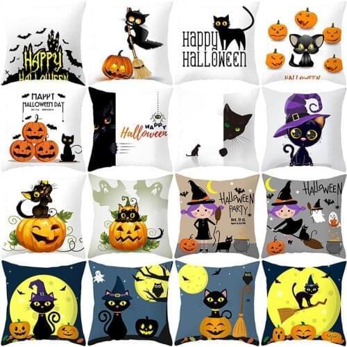 Halloween Pillow Case Halloween Pumpkin Cat Decorative Pillowcase Halloween Cat Printing Throw Pillow Case kussensloop ZT297