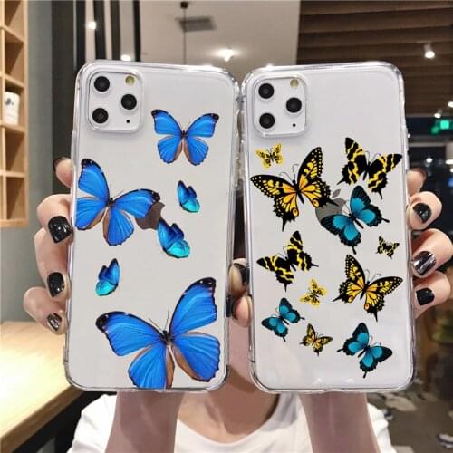 Cute Butterfly Transparent TPU Phone Case For iPhone 12pro 11Pro MAX XS Max XR X 7 8 6S Plus SE 12mini Silicone Soft Back Cover