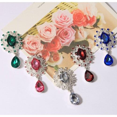 Pearl rhinestone buttons flat back embellishment with teardrop for wedding bow decoration 10PCS