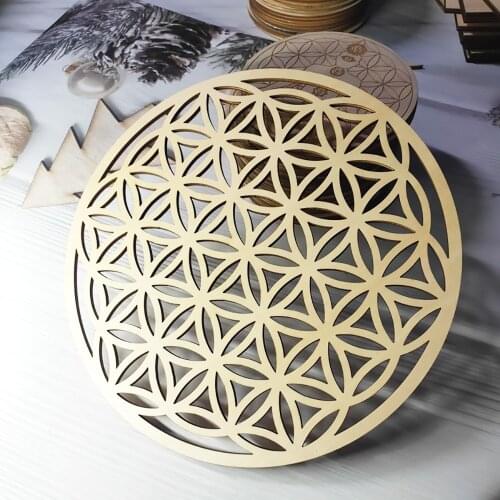 Variety Flower Of Life Wall Decoration Sacred Geometry Decor Custom Rustic Wood Sign Wall Art Flower Of Life Wooden Ornaments