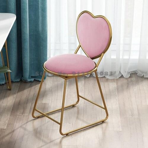 Dressing chair ins net red Nordic dining chair household makeup stool bedroom iron light luxury modern personality girl chair