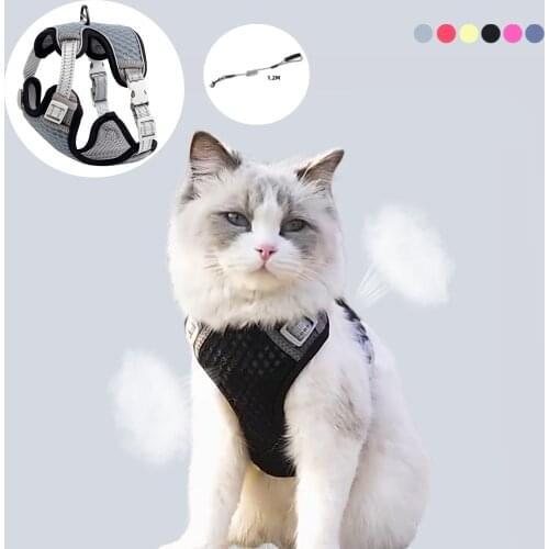 Pet Reflective Vest Wiring Harness Escape Proof Small Cat Belt Kitten Harness Traction Belt Suit Kitten Walking Pet Supplies